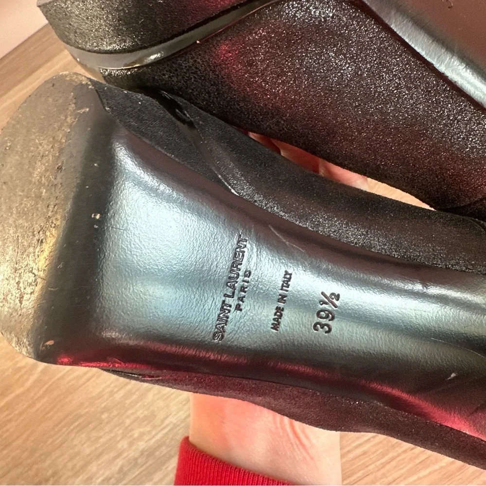 Saint Laurent black leather pointed toe high heels - Picture 5 of 10